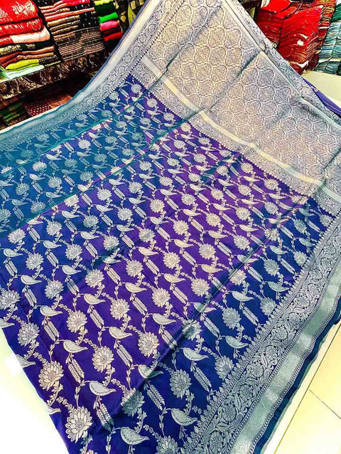 VastraLakshmi Skinny Royal Blue Soft Banarasi Silk Saree With Dazzling Blouse