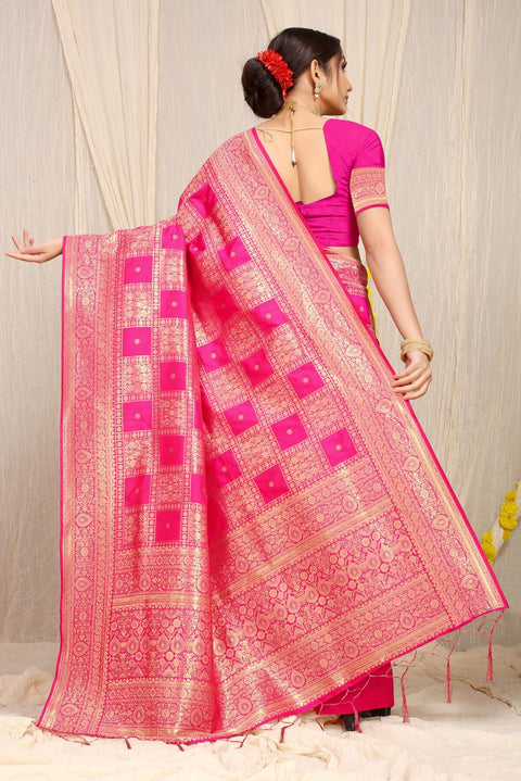 VastraLakshmi Mesmerising Dark Pink Kanjivaram Silk Saree With Glittering Blouse Piece