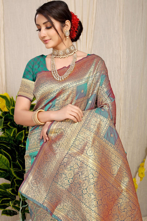 VastraLakshmi Capricious Grey Kanjivaram Silk Saree With Glittering Blouse Piece