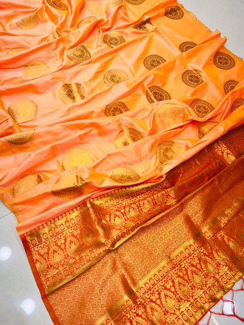 VastraLakshmi Skinny Peach Kanjivaram Silk Saree and Angelic Blouse Piece