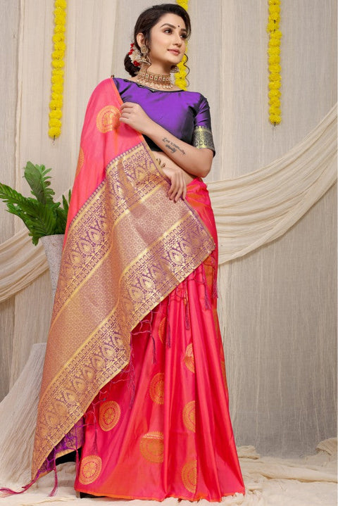 VastraLakshmi Adorning Pink Kanjivaram Silk Saree and Angelic Blouse Piece