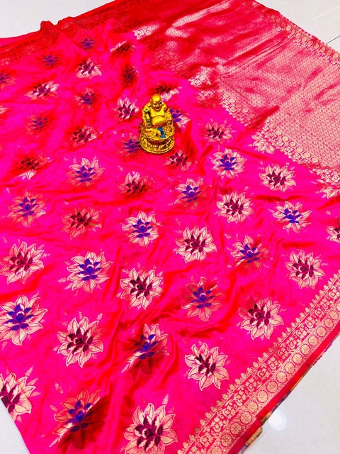 VastraLakshmi Charming Dark Pink Banarasi Silk Saree With Super classy Blouse Piece