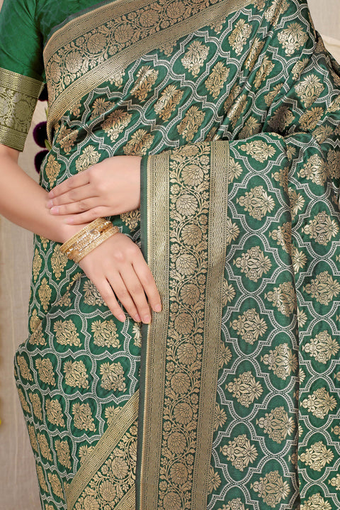 VastraLakshmi Adoring Green Kanjivaram Silk With Pleasurable Blouse Piece