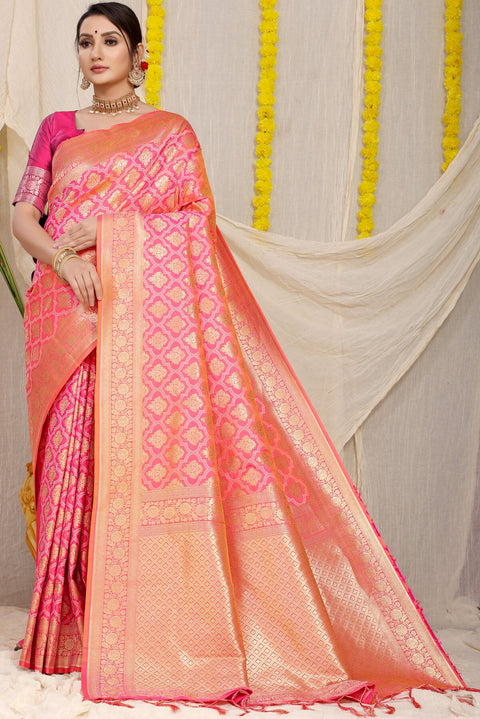 VastraLakshmi Brood Peach Kanjivaram Silk With Sumptuous Blouse Piece