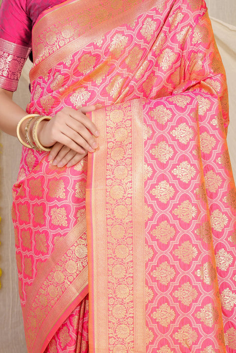 VastraLakshmi Brood Peach Kanjivaram Silk With Sumptuous Blouse Piece