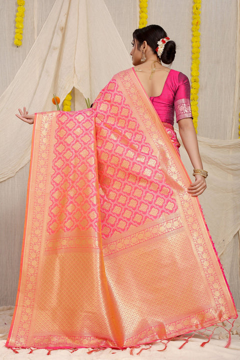 VastraLakshmi Brood Peach Kanjivaram Silk With Sumptuous Blouse Piece