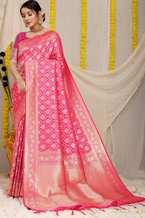 VastraLakshmi Demure Pink Kanjivaram Silk With Propinquity Blouse Piece