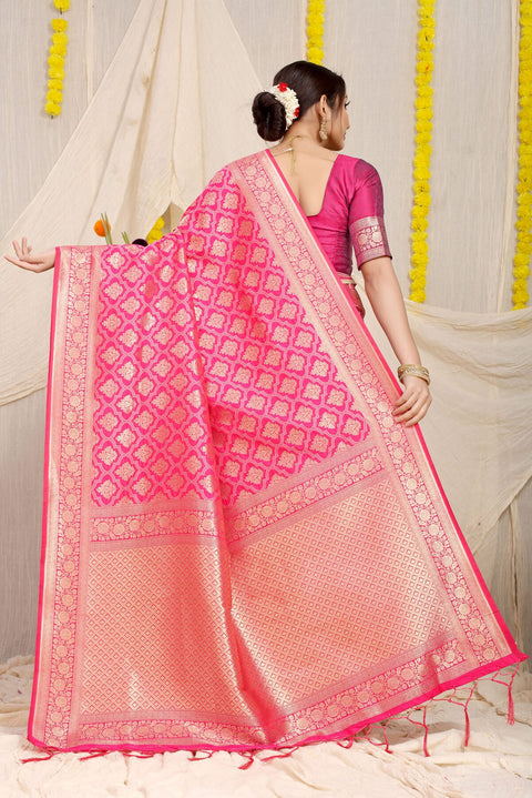 VastraLakshmi Demure Pink Kanjivaram Silk With Propinquity Blouse Piece