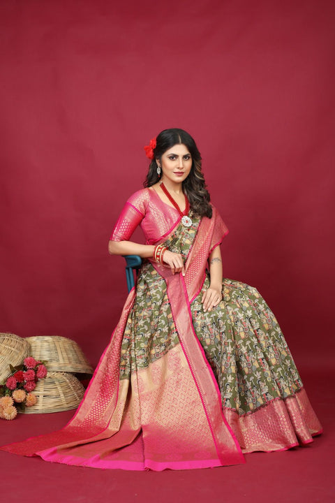 VastraLakshmi Profuse Mehndi  Soft Silk Saree With Improbable Blouse Piece