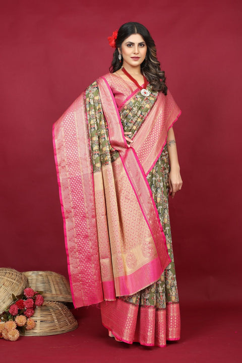 VastraLakshmi Profuse Mehndi  Soft Silk Saree With Improbable Blouse Piece