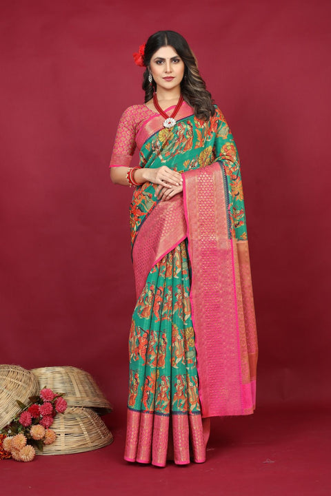 VastraLakshmi Supernal Sea Green Soft Silk Saree With Unequalled Blouse Piece