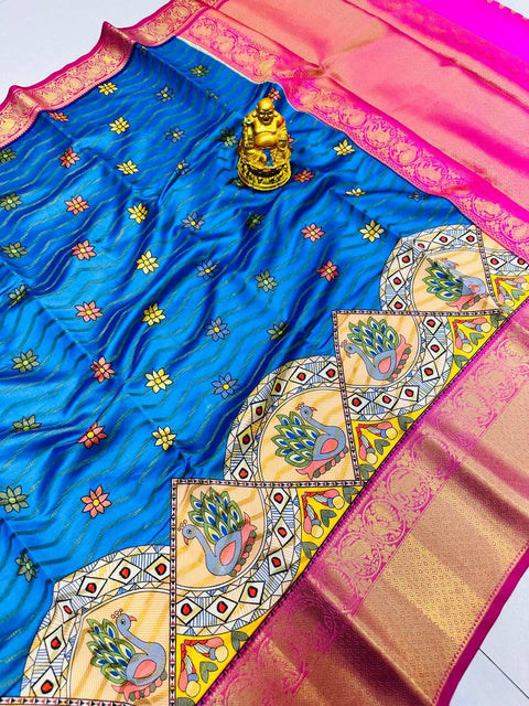 VastraLakshmi Classy Blue Soft Silk Saree With Capricious Blouse Piece