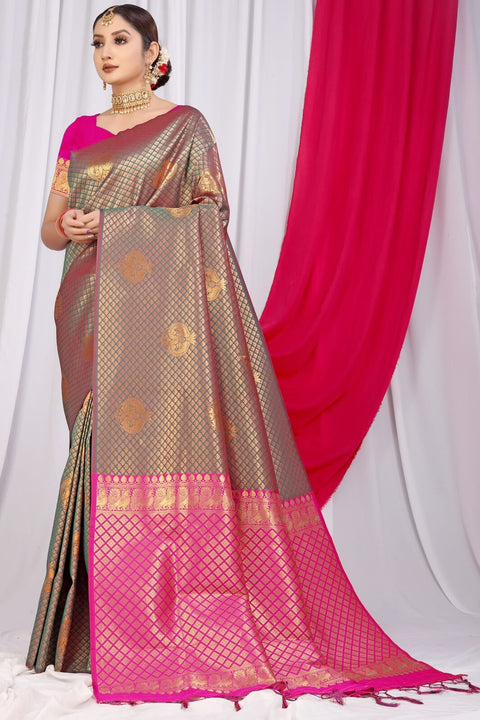 VastraLakshmi Precious Grey Soft Silk Saree With Incredible Blouse Piece