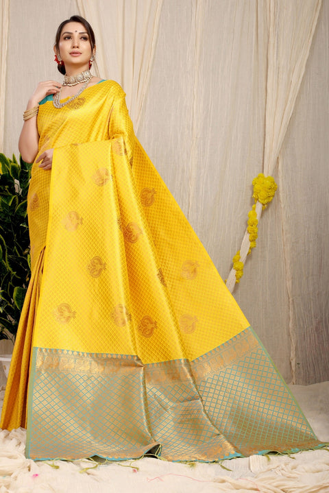 VastraLakshmi Refreshing Lemon Soft Silk Saree With Incredible Blouse Piece