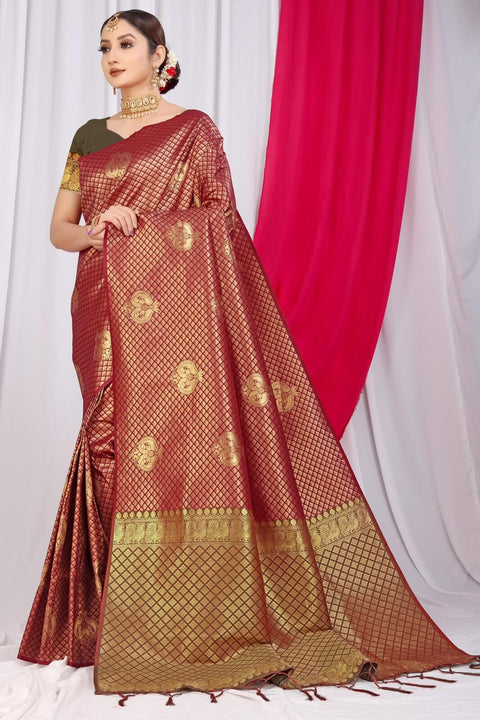 VastraLakshmi Gratifying Maroon Soft Silk Saree With Incredible Blouse Piece