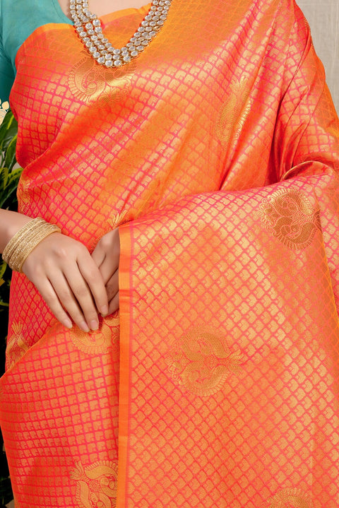 VastraLakshmi Desiring Orange Soft Silk Saree With Incredible Blouse Piece