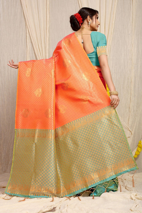 VastraLakshmi Desiring Orange Soft Silk Saree With Incredible Blouse Piece