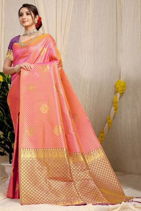 VastraLakshmi Radiant Pink Soft Silk Saree With Incredible Blouse Piece