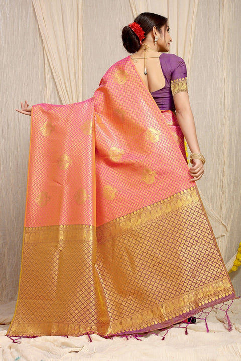 VastraLakshmi Radiant Pink Soft Silk Saree With Incredible Blouse Piece