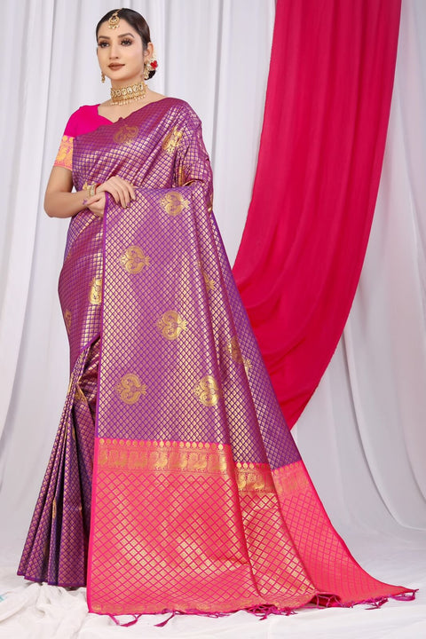 VastraLakshmi Twirling Purple Soft Silk Saree With Incredible Blouse Piece