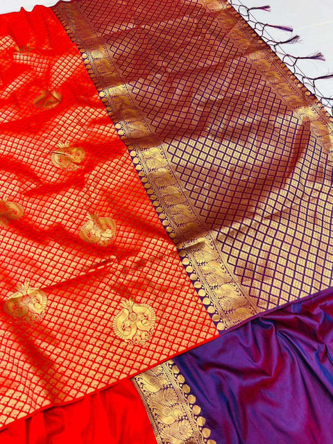 VastraLakshmi Exquisite Red Soft Silk Saree With Incredible Blouse Piece