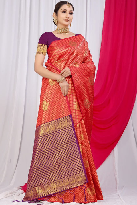 VastraLakshmi Exquisite Red Soft Silk Saree With Incredible Blouse Piece