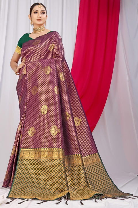 VastraLakshmi Excellent Wine Soft Silk Saree With Incredible Blouse Piece