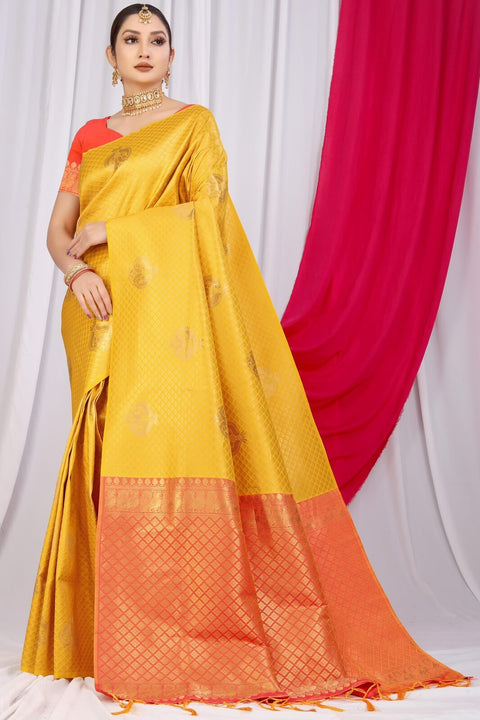 VastraLakshmi Bucolic Yellow Soft Silk Saree With Incredible Blouse Piece