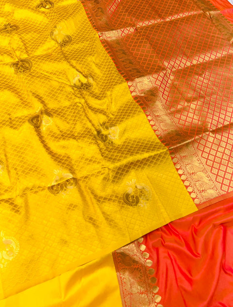 VastraLakshmi Bucolic Yellow Soft Silk Saree With Incredible Blouse Piece