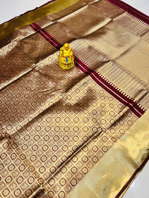 VastraLakshmi Fantabulous Wine Kanjivaram Silk With Lagniappe Blouse Piece