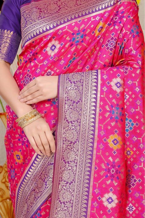 VastraLakshmi Wonderful Dark Pink Soft Patola Silk Saree with Demanding Blouse Piece