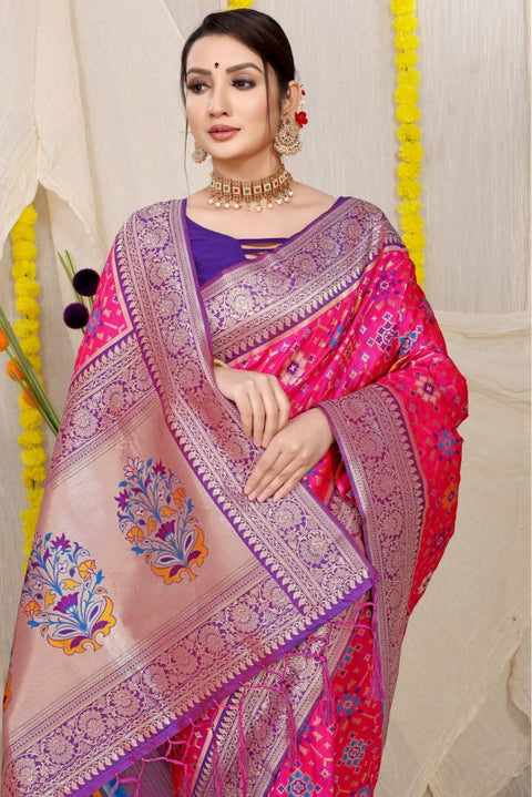 VastraLakshmi Wonderful Dark Pink Soft Patola Silk Saree with Demanding Blouse Piece