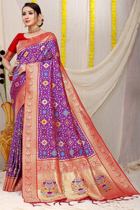 VastraLakshmi Beautiful Purple Soft Patola Silk Saree with Demanding Blouse Piece