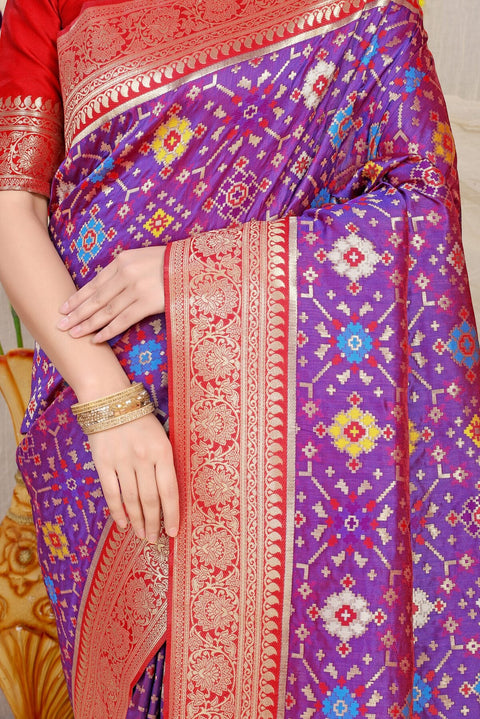 VastraLakshmi Beautiful Purple Soft Patola Silk Saree with Demanding Blouse Piece