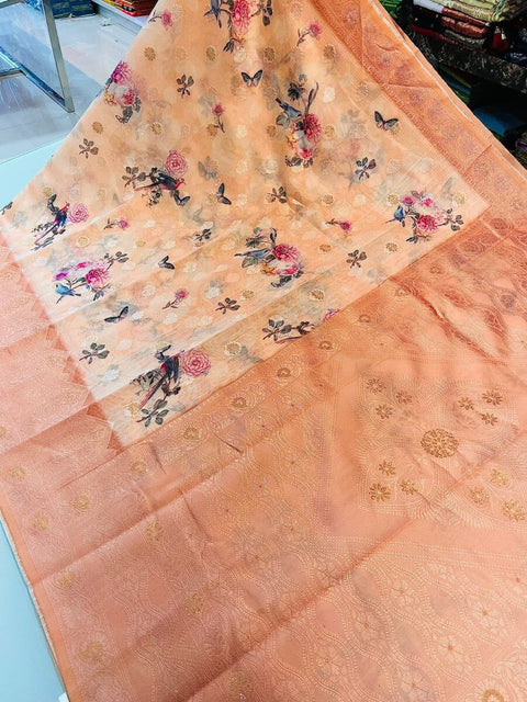 VastraLakshmi Pretty Peach Cotton Silk Saree With Precious Blouse Piece