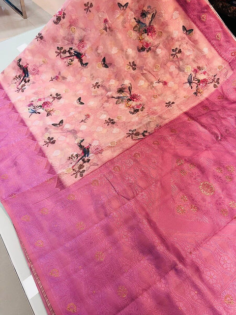 VastraLakshmi Sophisticated Pink Cotton Silk Saree With Charming Blouse Piece