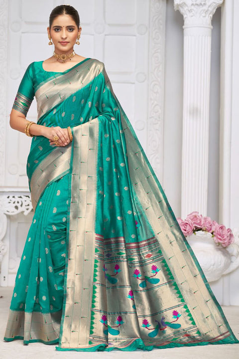 VastraLakshmi Surpassing Rama Paithani Silk Saree With Breathtaking Blouse Piece