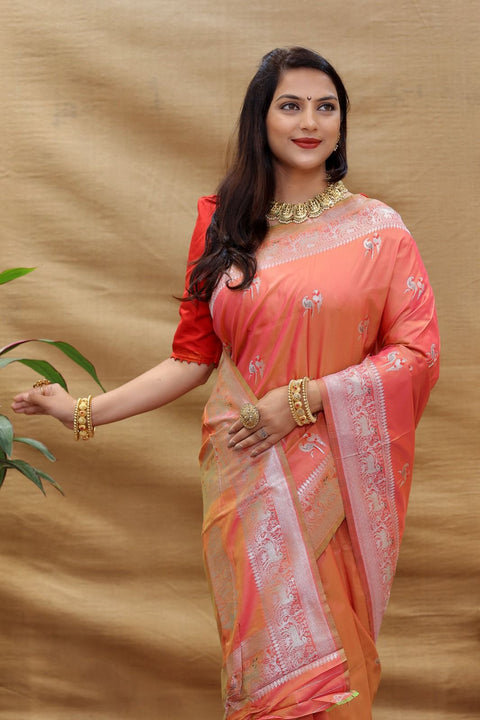 VastraLakshmi Precious Pink Soft Banarasi Silk Saree With Attractive Blouse Piece