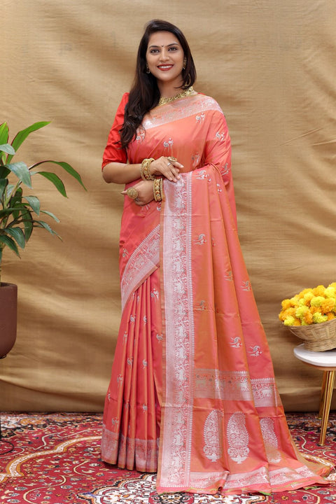 VastraLakshmi Precious Pink Soft Banarasi Silk Saree With Attractive Blouse Piece