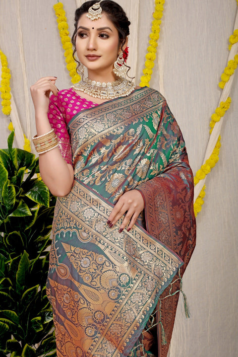 VastraLakshmi Gratifying Grey Soft Banarasi Silk Saree With Nemesis Blouse Piece