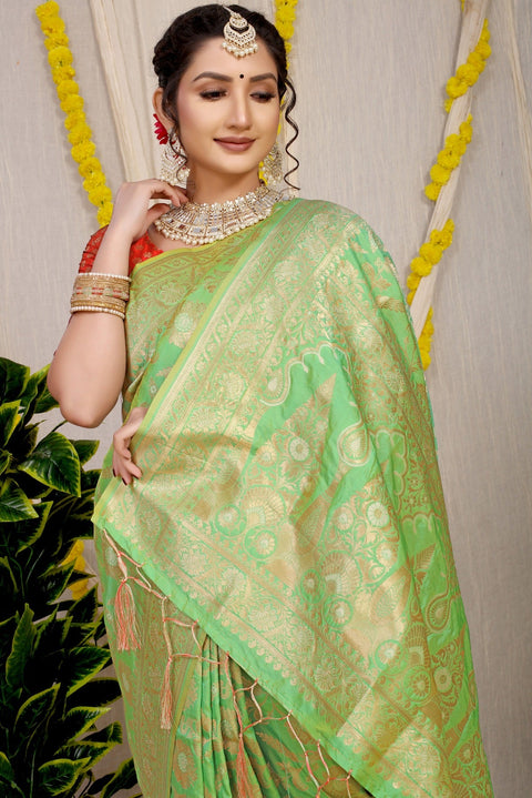 VastraLakshmi Lovely Parrot Soft Banarasi Silk Saree With Nemesis Blouse Piece