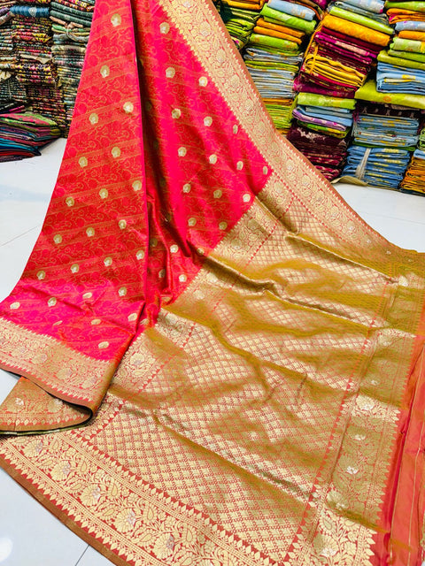 VastraLakshmi Lovely Dark Pink Soft Banarasi Silk Saree With Deserving Blouse Piece