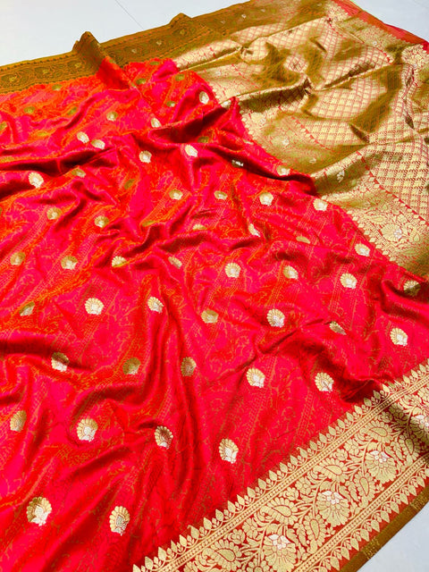 VastraLakshmi Lovely Dark Pink Soft Banarasi Silk Saree With Deserving Blouse Piece