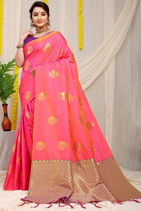 VastraLakshmi Staring Pink Banarasi Silk Saree With Engrossing Blouse Piece