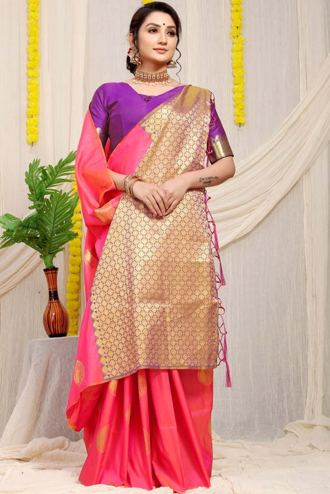 VastraLakshmi Staring Pink Banarasi Silk Saree With Engrossing Blouse Piece