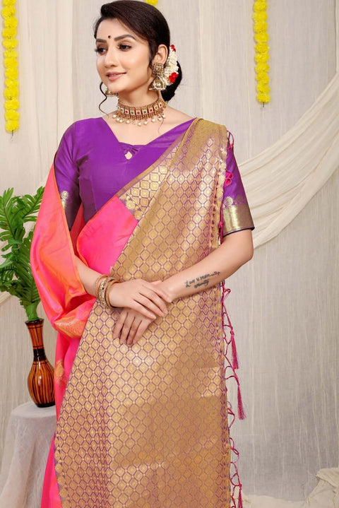 VastraLakshmi Staring Pink Banarasi Silk Saree With Engrossing Blouse Piece