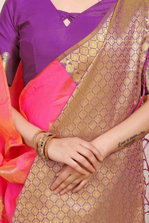 VastraLakshmi Staring Pink Banarasi Silk Saree With Engrossing Blouse Piece