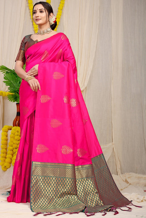 VastraLakshmi Wonderful Dark Pink Soft Banarasi Silk Saree With Lissome Blouse Piece