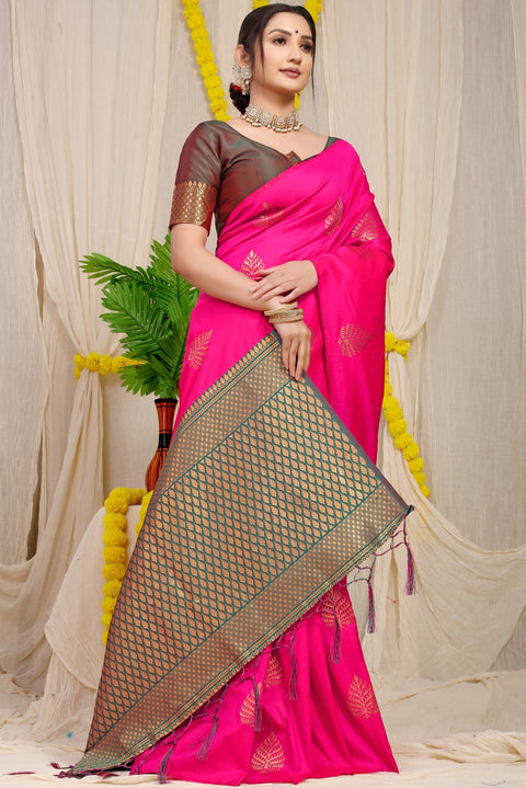 VastraLakshmi Wonderful Dark Pink Soft Banarasi Silk Saree With Lissome Blouse Piece