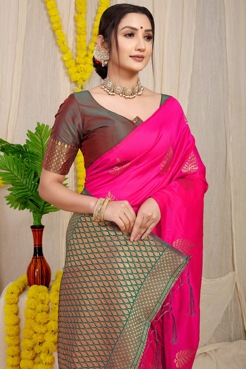 VastraLakshmi Wonderful Dark Pink Soft Banarasi Silk Saree With Lissome Blouse Piece